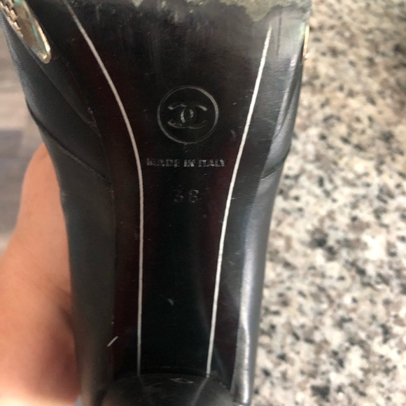 Chanel Black Lamb Skin and Silver Metal Chain Mail Ankle Boots size 38 - Picture 12 of 13